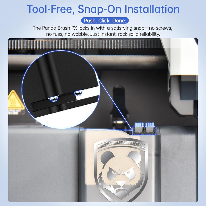 BIQU Panda Nozzle Brush + 4Pcs Silicone Brush Kit, Wiper for Bambu-Lab P1S/P1P/X1C/X1E 3D Printers, Plug in Play, Upgrade Dual Brush Heads Nozzle Wiper for Filament Cleaning - Image 3